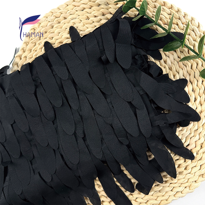 Wholesale Hot Selling 100% Polyester Fabric Flowing 3D Circular Feather Drapery for Evening Gowns and Overcoat - Image 4
