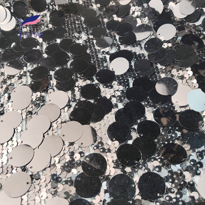 Designer Style 100% Polyester Fabric Black Sequin Mesh with Fish-Scale Size for Evening & Wedding Dresses - Image 4