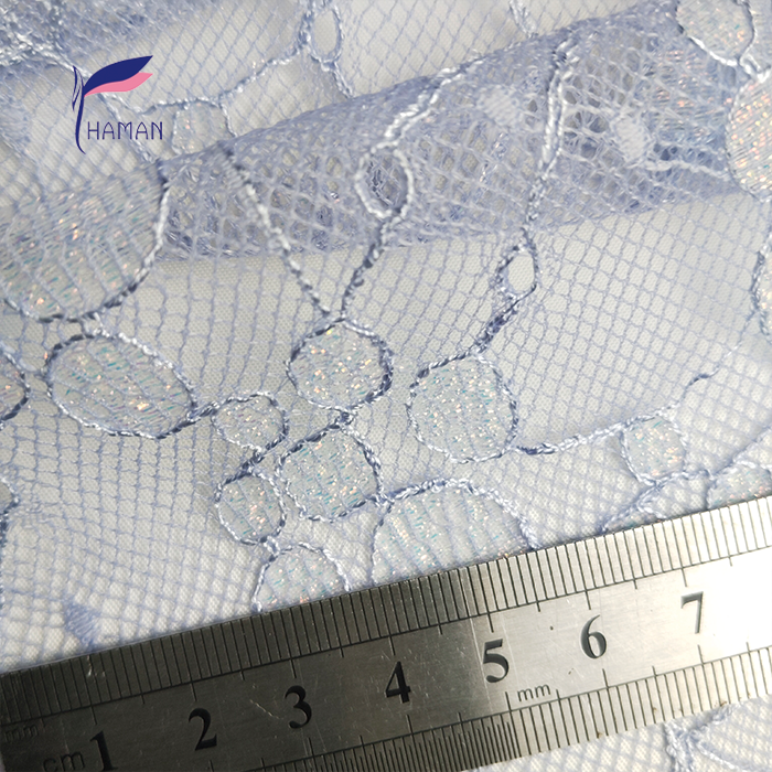 100% Polyester Fabric Light Purple Gilded Embroidered Lace Cute Floral Patterns for Printed Shawls Blouses Children's Clothing - Image 5