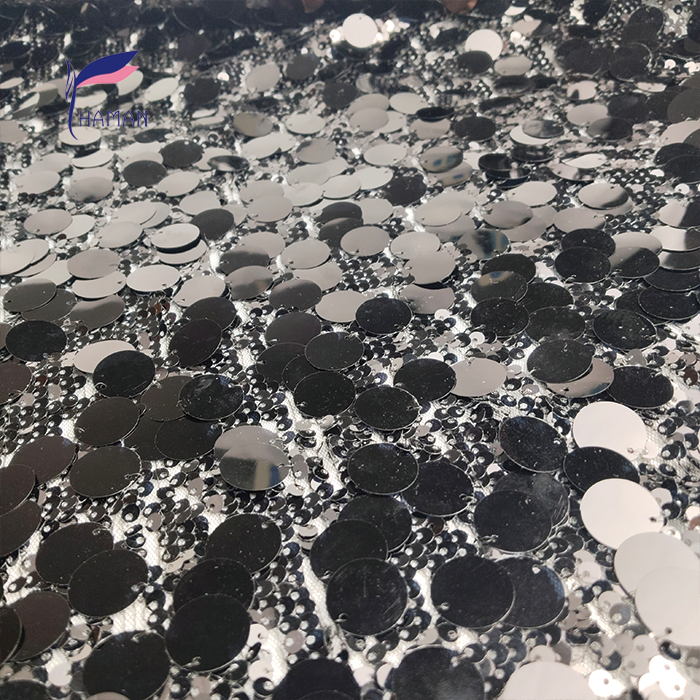 Designer Style 100% Polyester Fabric Black Sequin Mesh with Fish-Scale Size for Evening & Wedding Dresses - Image 6