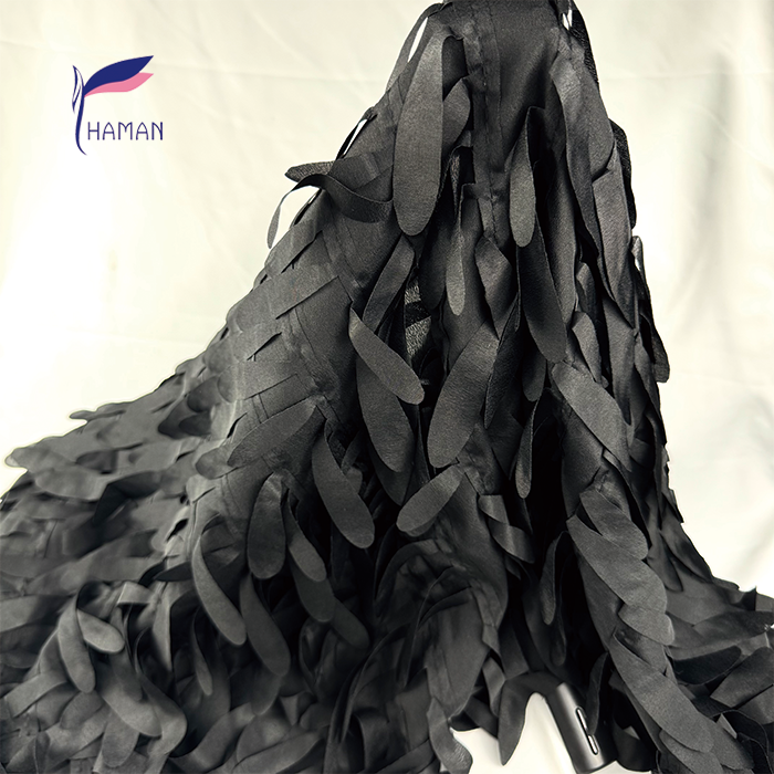 Wholesale Hot Selling 100% Polyester Fabric Flowing 3D Circular Feather Drapery for Evening Gowns and Overcoat - Image 3