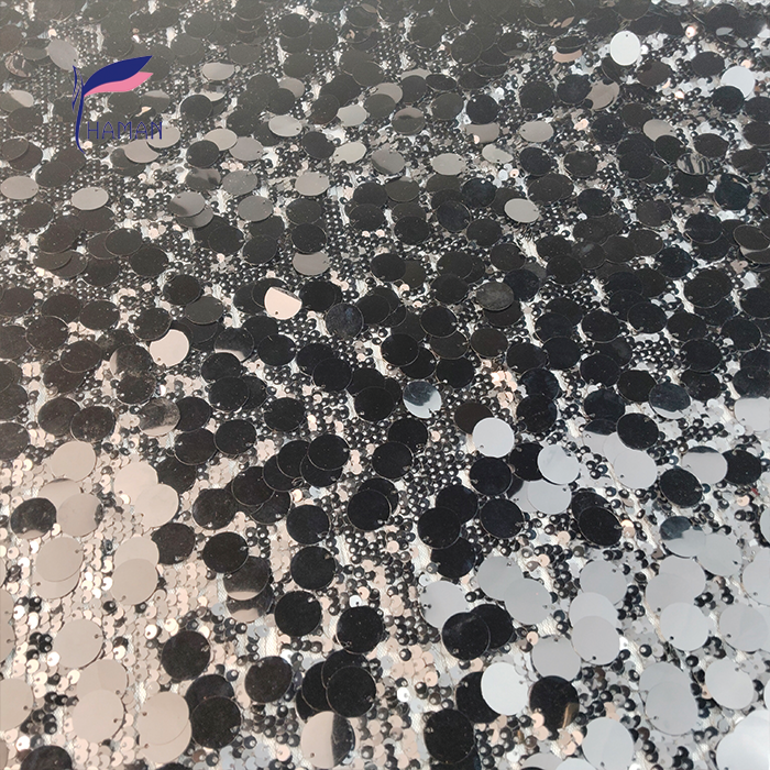 Designer Style 100% Polyester Fabric Black Sequin Mesh with Fish-Scale Size for Evening & Wedding Dresses - Image 7