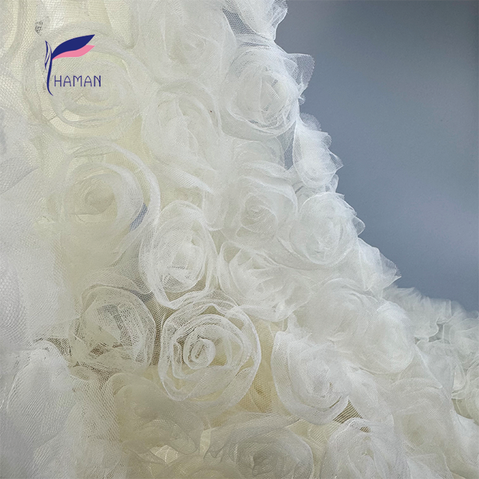 Wholesale Hot Sale 3D Polyester Ammonia Embroidered Fabric Is Breathable and Elastic, Suitable for Wedding Dresses - Image 7