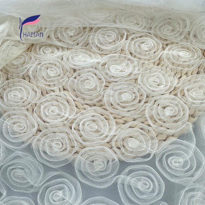 Wholesale Hot Sale 3D Polyester Ammonia Embroidered Fabric Is Breathable and Elastic, Suitable for Wedding Dresses - Image 4