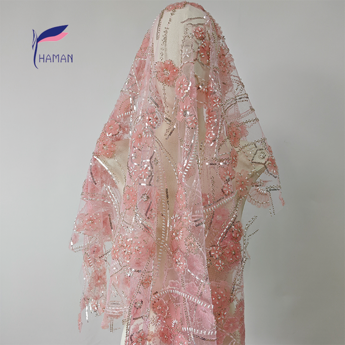 Wholesale 100% Breathable Nylon Embroidered Sequins Fabric High Quality for Evening Gowns and Tops - Image 6