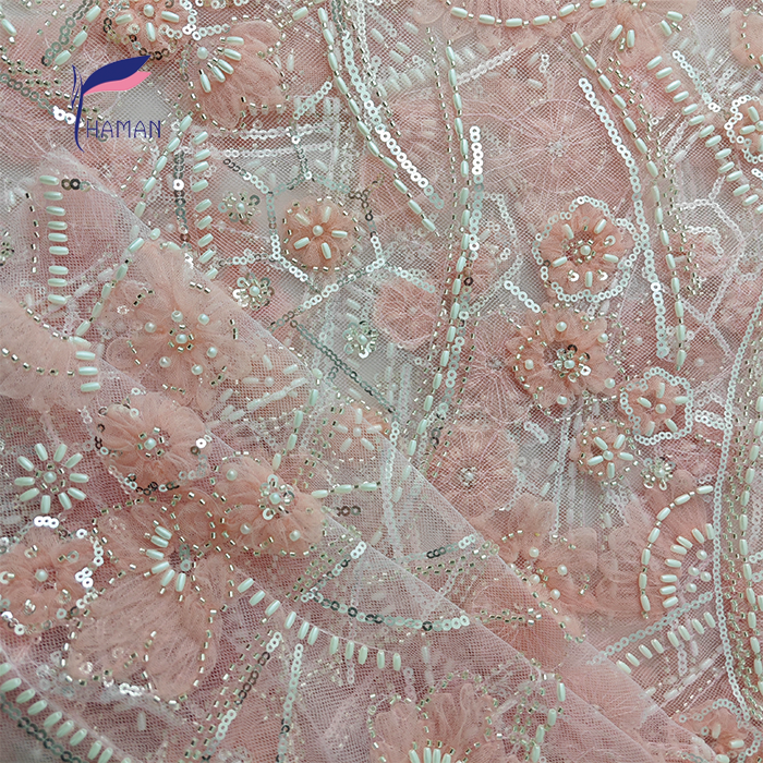 Wholesale 100% Breathable Nylon Embroidered Sequins Fabric High Quality for Evening Gowns and Tops - Image 5