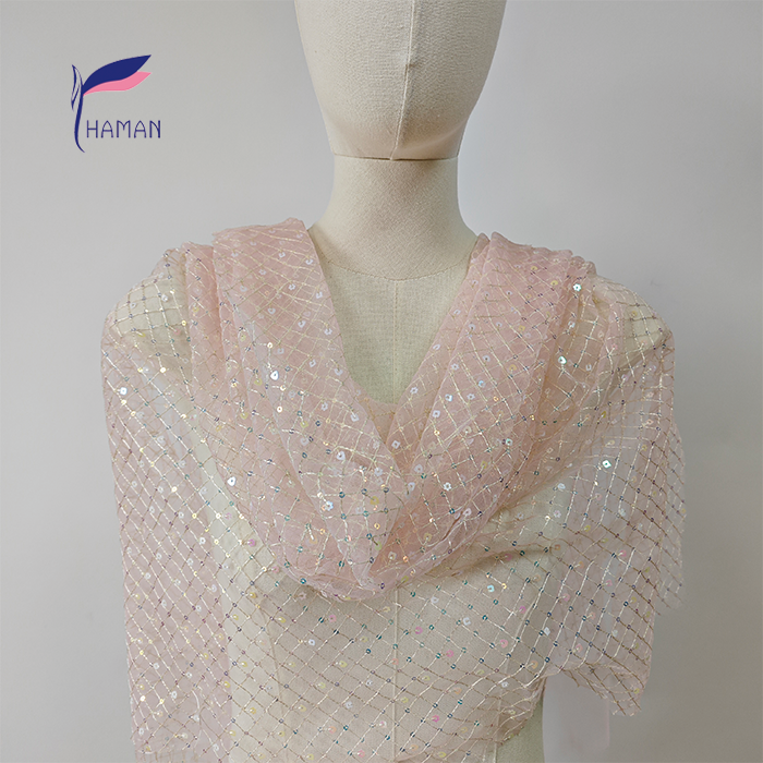 Wholesale High-quality Brocade Ammonia Mesh Fabric Embroidered Sequins, Shiny for Decoration and Evening Gowns - Image 6