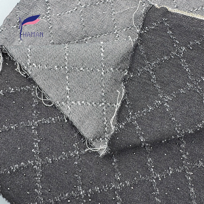 Diamond Grid Crystal Rhinestones Sparkling Stretch Denim Fabric 75% Cotton 15% Viscose 10% Poly Woven Boys' Bags Skirts - Image 5