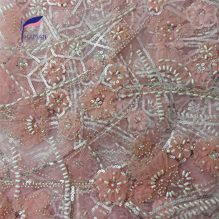 Wholesale 100% Breathable Nylon Embroidered Sequins Fabric High Quality for Evening Gowns and Tops - Image 4