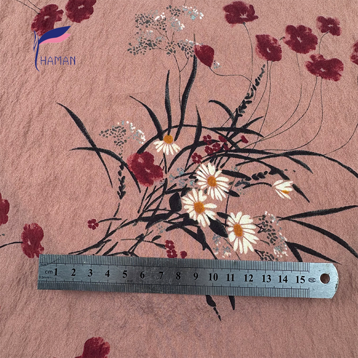 Botanical Print 78% Silk 22% Nylon Georgette (18mm 90gsm) - Delicate Chiffon-Crepe for Bridal Wear, Kimono Design - Image 5