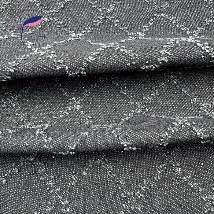 Diamond Grid Crystal Rhinestones Sparkling Stretch Denim Fabric 75% Cotton 15% Viscose 10% Poly Woven Boys' Bags Skirts - Image 4