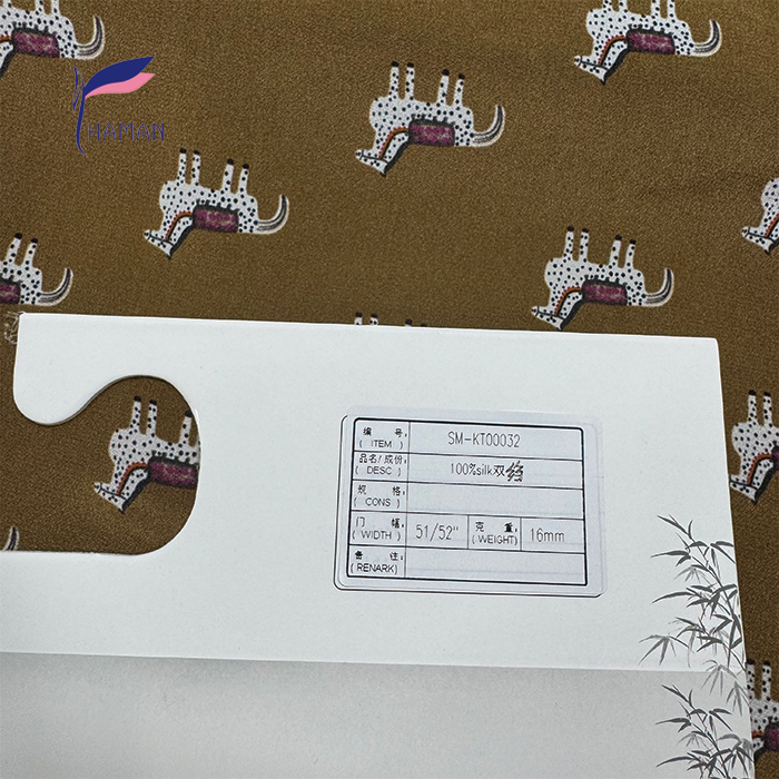Camel Motif Brown 100% Silk Crepe De Chine 16mm - Exotic Animal Print Ultra Lightweight Scarf & Dress Fabric - Image 7