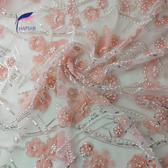 Wholesale 100% Breathable Nylon Embroidered Sequins Fabric High Quality for Evening Gowns and Tops - Image 2