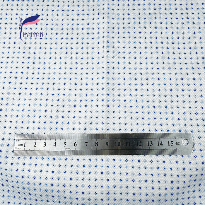 100% Cotton Herringbone Twill Fabric White Base with Scattered Small Blue Diamonds Breathable Woven Apparel for Dresses Pants - Image 5