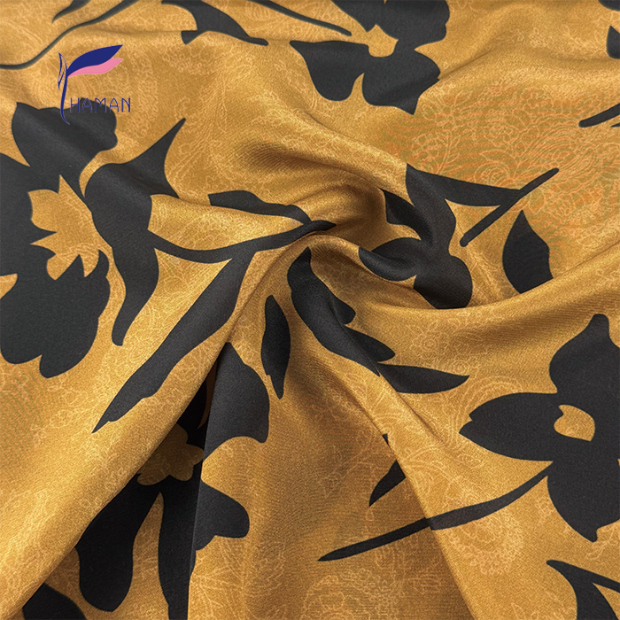 Vintage Yellow Black Floral 12 Momme Silk Crepe De Chine 60gsm - Lightweight Comfortable for Dresses, Kimono & Scarves - Image 5