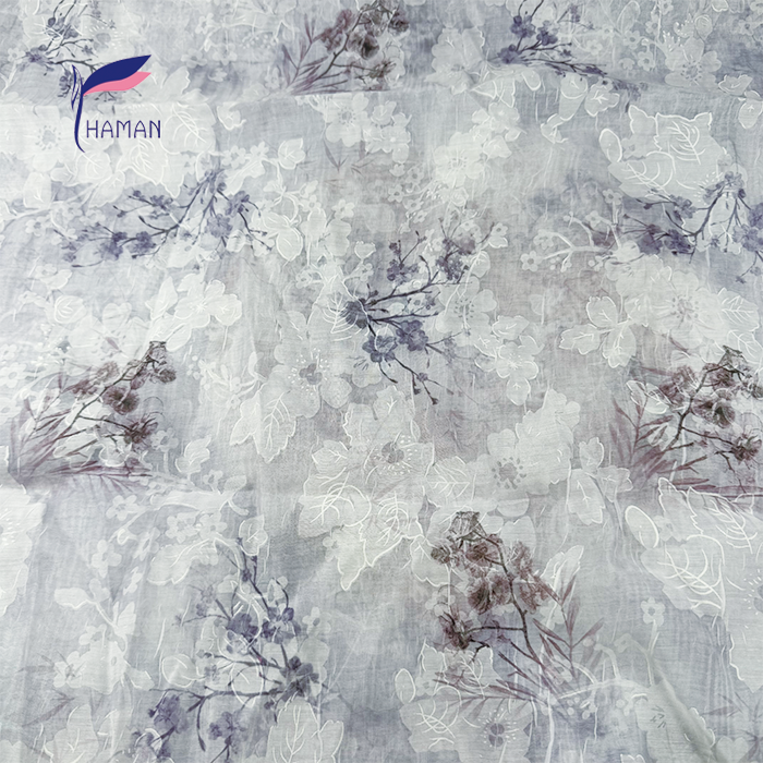 Wholesale 100% Polyester Crinkle Fabric Lilac All-Over Floral Print 40gsm Ultra-Sheer Luxury Scarves Cheongsam Crepe Interlining - Image 6