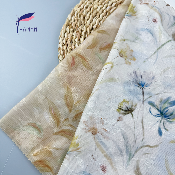 Wholesale 70%P 30%N Solid-Colored Base with Blossom Motifs 60gsm Ultra-Sheer Non-See-Through for Luxury Cheongsam & Scarf Fabric - Image 4