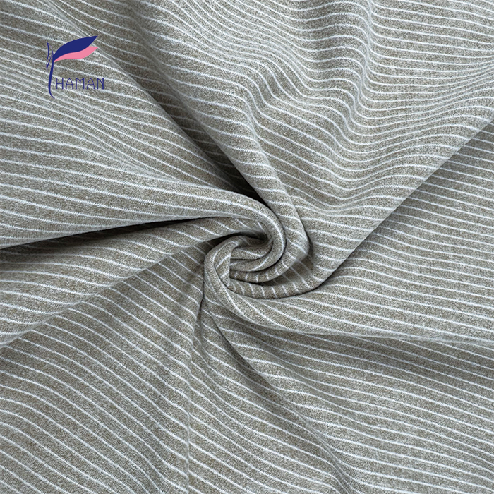 Wholesale 280gsm Wool/Silk/Modacrylic Interlock Knit for Cream & Brown Striped Jacquard Thermal Premium Loungewear Tops for - Image 2