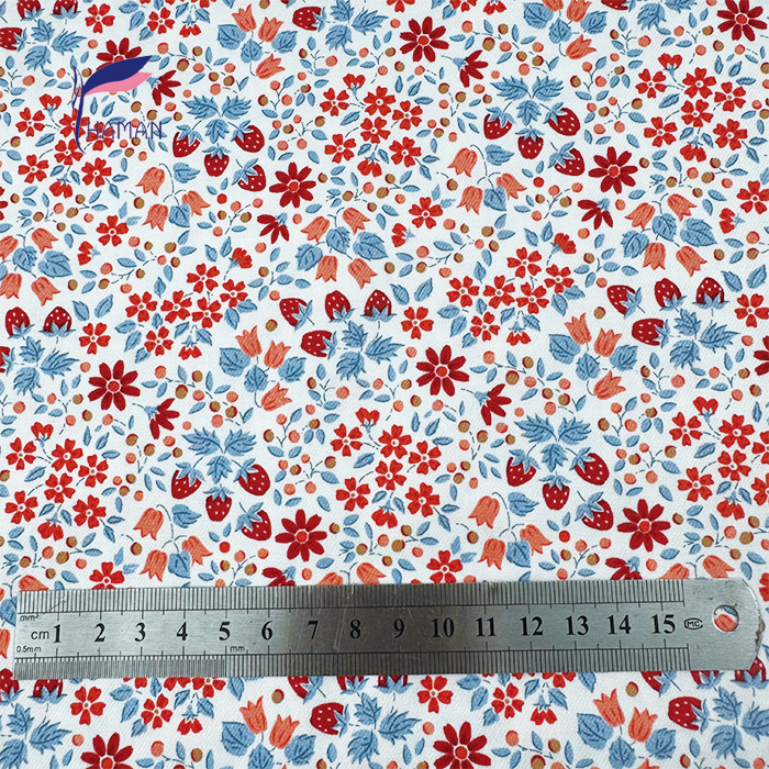 100% Cotton 2/2 Z Twill Fabric Beige Pink Blue Small Floral Print 133gsm Lightweight Breathable Dress Material Woven Technique - Image 4