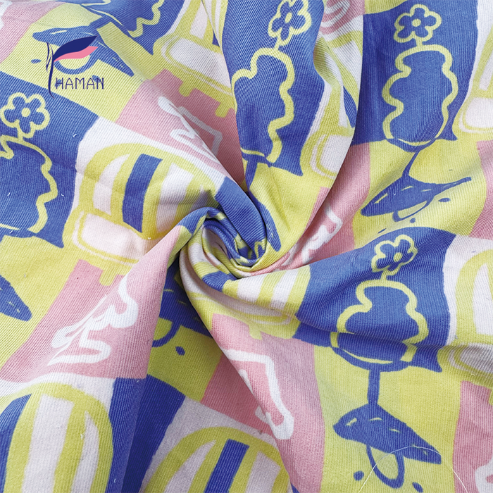 4 Color All-Over Print 28Wale Cotton Corduroy Fabric 116gsm Lightweight Flexible Skirts Trousers for Home Decor Dress Pink Base - Image 5