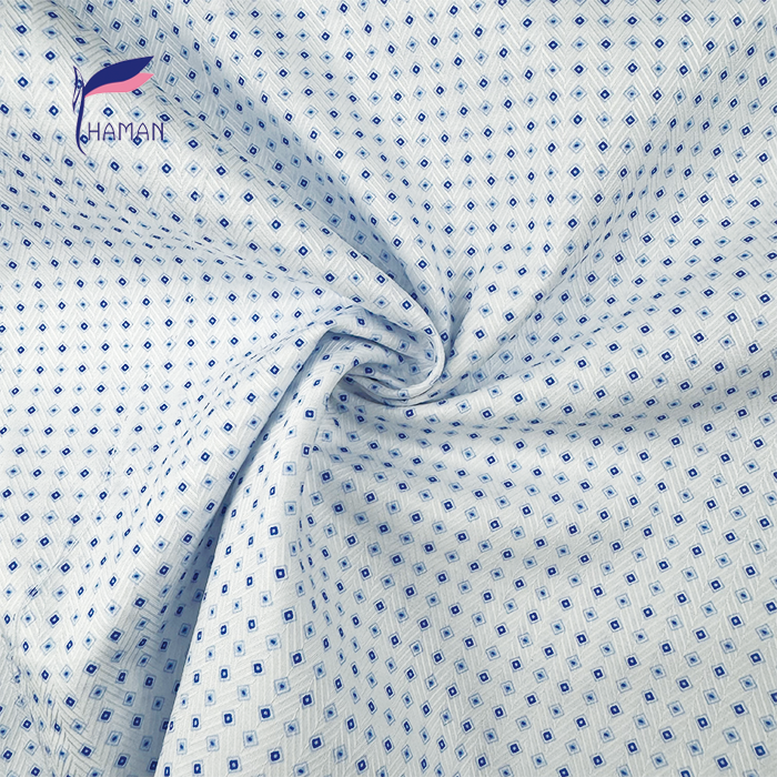 100% Cotton Herringbone Twill Fabric White Base with Scattered Small Blue Diamonds Breathable Woven Apparel for Dresses Pants - Image 4