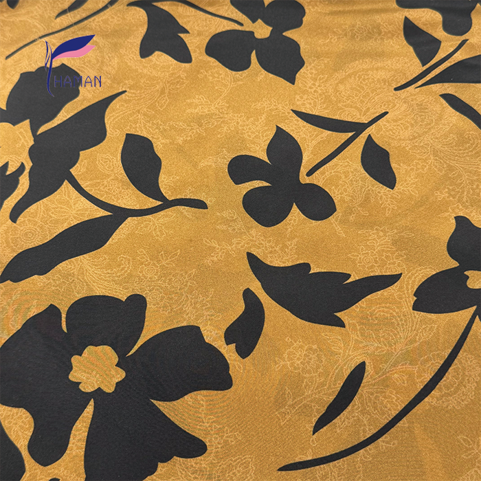 Vintage Yellow Black Floral 12 Momme Silk Crepe De Chine 60gsm - Lightweight Comfortable for Dresses, Kimono & Scarves - Image 4