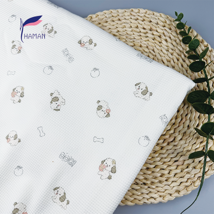 Kids Brushed Waffle Knit (95%C 5%SP) - Heavy Fleece Cartoon Puppy Print, Ultra-Soft Child-Safe Fabric for Pajamas & Playwear - Image 5