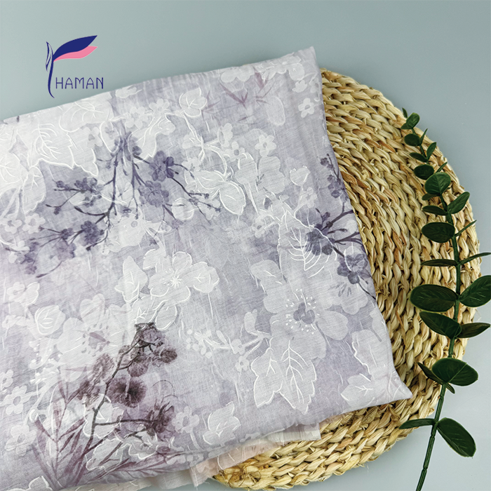 Wholesale 100% Polyester Crinkle Fabric Lilac All-Over Floral Print 40gsm Ultra-Sheer Luxury Scarves Cheongsam Crepe Interlining - Image 5