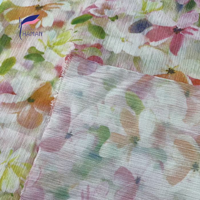 Wholesale 100% Polyester Sheer Fabric - Pink Blooms Print 70gsm, Ultra-Lightweight Non-See-Through for Scarves & Dresses - Image 4