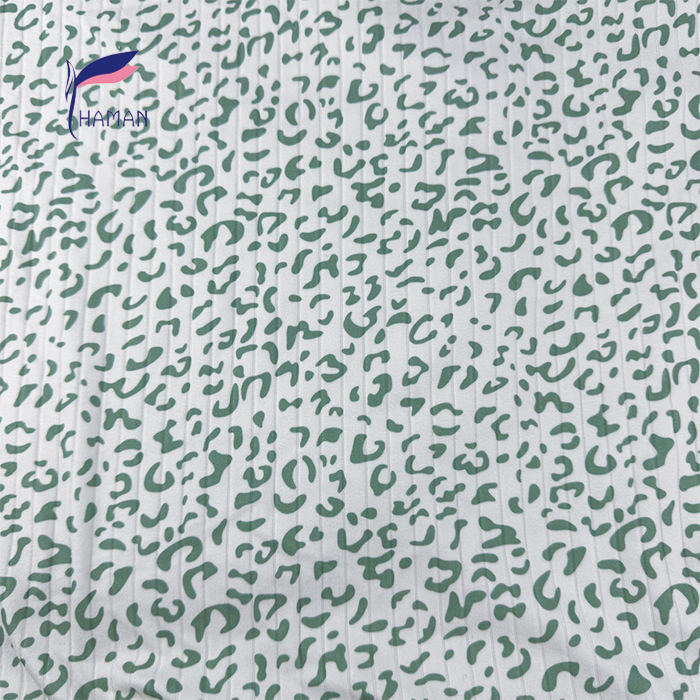 Wholesale 94%P 6%SP Fabric for Cream Base with Green Polka Dots 180gsm 4-Way Stretch Ribbed Knit for Tops & Bottoms - Image 5