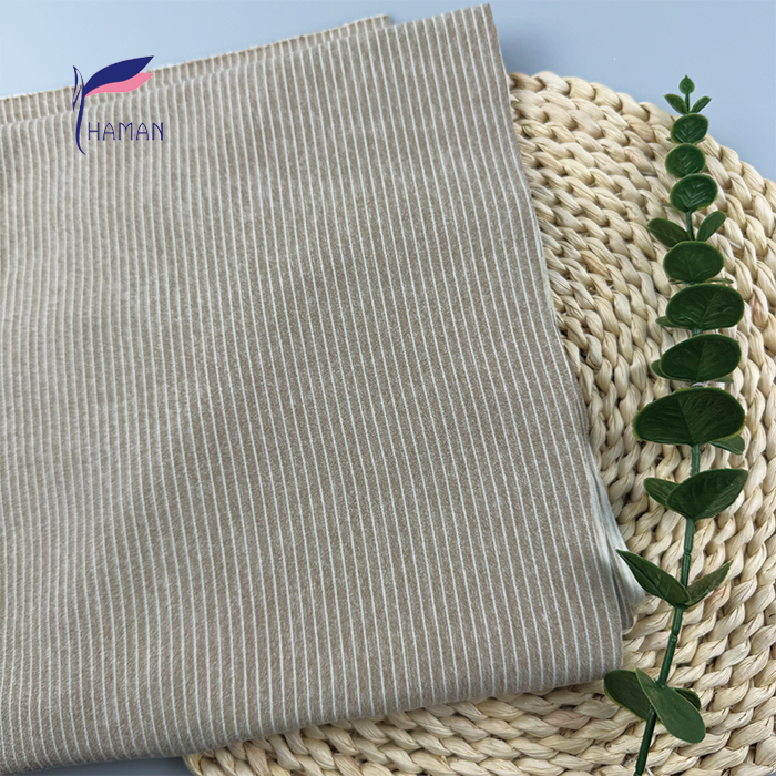 Wholesale 280gsm Wool/Silk/Modacrylic Interlock Knit for Cream & Brown Striped Jacquard Thermal Premium Loungewear Tops for - Image 3