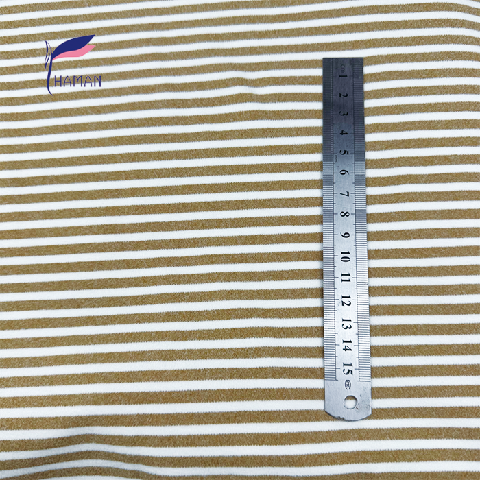 Wholesale 92%P 8%SP Yarn-Dyed Striped Knit - Cream Base & Yellow Stripes, 260gsm Heavyweight Fleece Back for Tops & Bottoms - Image 5