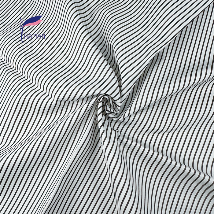 White Black Thin Stripe 100% Cotton Poplin 109gsm - Soft Comfortable Fabric for Dresses, Pants & Workwear Uniforms - Image 4