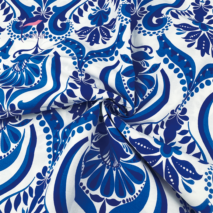 Blue & White Oriental Floral 100% Cotton Poplin 86gsm - Soft Porcelain Print Fabric for Dresses, Pants & Qipao - Image 4