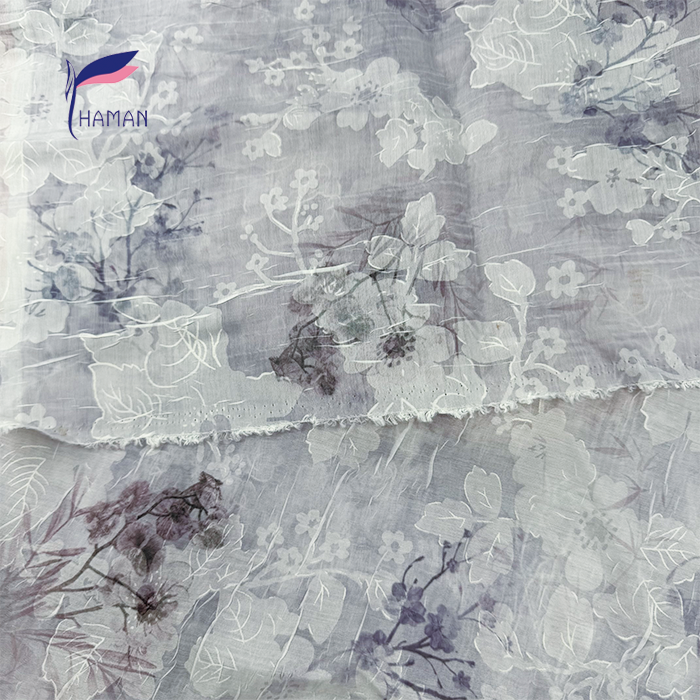 Wholesale 100% Polyester Crinkle Fabric Lilac All-Over Floral Print 40gsm Ultra-Sheer Luxury Scarves Cheongsam Crepe Interlining - Image 4