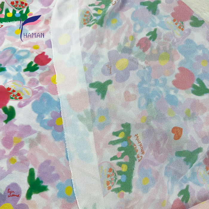 Wholesale 100% Polyester Floral Fabric - Blended Pink & Purple Blooms Print, 40gsm Ultra-Sheer for Luxury Scarves & Dresses - Image 4