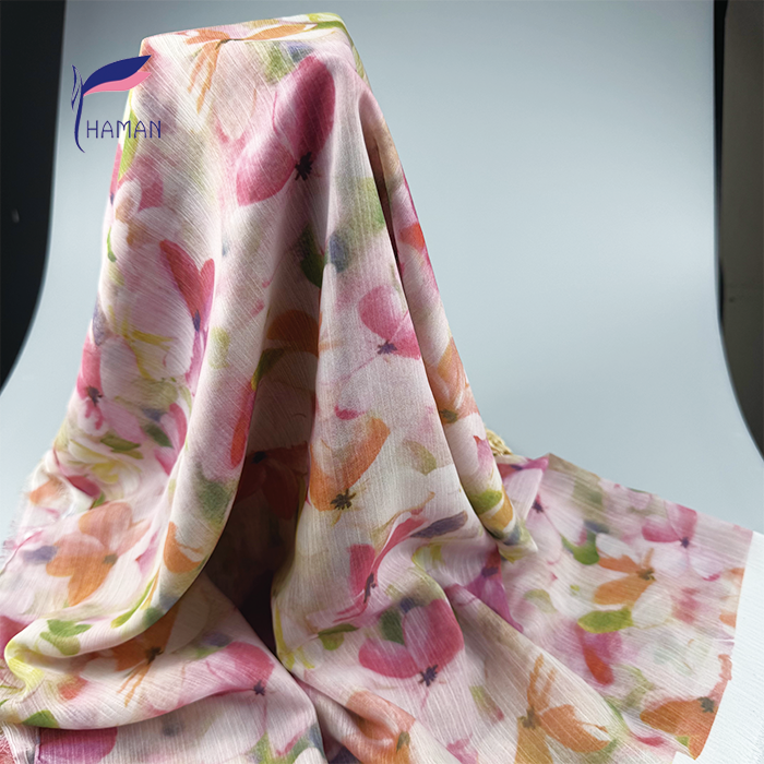 Wholesale 100% Polyester Sheer Fabric - Pink Blooms Print 70gsm, Ultra-Lightweight Non-See-Through for Scarves & Dresses - Image 6