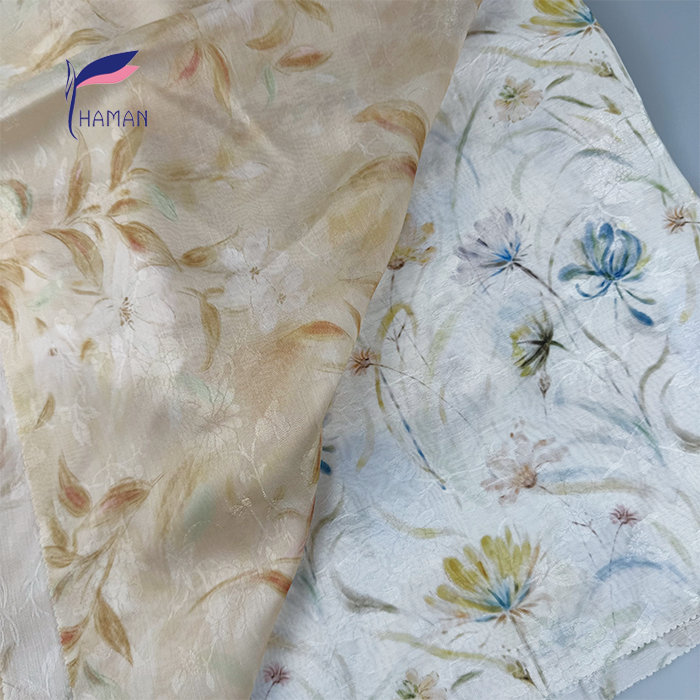 Wholesale 70%P 30%N Solid-Colored Base with Blossom Motifs 60gsm Ultra-Sheer Non-See-Through for Luxury Cheongsam & Scarf Fabric - Image 7