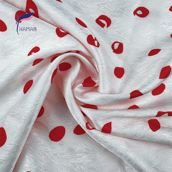 Wholesale 100% Polyester Satin Fabric - Pink Base with Red Polka Dots, 96gsm Lightweight Silky Non-Static for Scarves & Dresses - Image 4