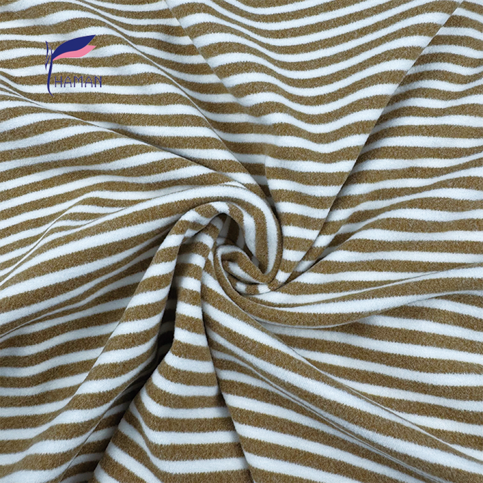Wholesale 92%P 8%SP Yarn-Dyed Striped Knit - Cream Base & Yellow Stripes, 260gsm Heavyweight Fleece Back for Tops & Bottoms - Image 4