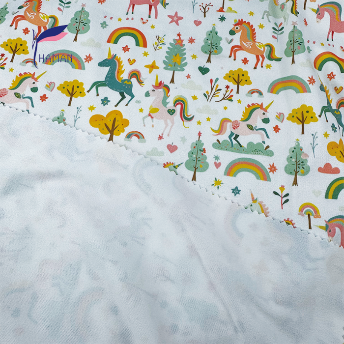Wholesale 92P8SP Kids Knit Fabric 260gsm Child-Safe Fleece Loungewear Childrenswear with White Base Cartoon Pony Print for Girls - Image 5