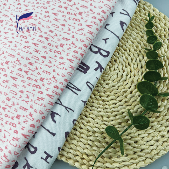 Wholesale Custom Knit Polyester Spandex Fabric 92%P 8%SP 260gsm White Base Purple Print for Children's Wear Home Decor - Image 3