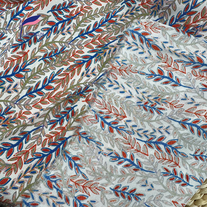 Botanical Roots & Leaves 50D Crepe Georgette 116gsm ± - Vibrant Silky Touch Fabric for Summer Dresses, Kimono & Lingerie - Image 3
