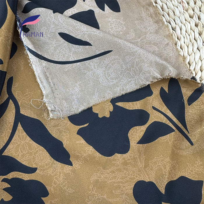 Vintage Yellow Black Floral 12 Momme Silk Crepe De Chine 60gsm - Lightweight Comfortable for Dresses, Kimono & Scarves - Image 2