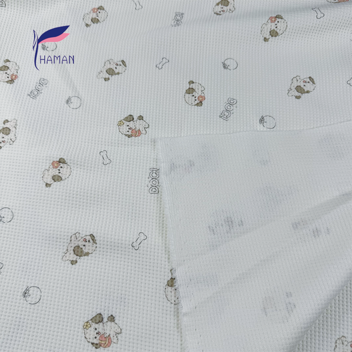 Kids Brushed Waffle Knit (95%C 5%SP) - Heavy Fleece Cartoon Puppy Print, Ultra-Soft Child-Safe Fabric for Pajamas & Playwear - Image 3
