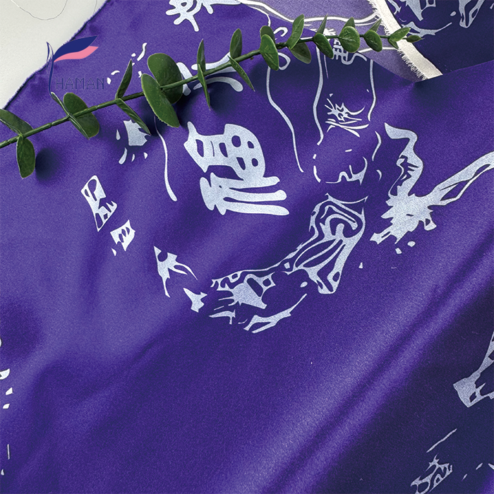 17 Momme Purple Crepe Satin Fabric with Traditional Chinese Fu Pictograph Pattern, 118gsm Lightweight Comfortable Material - Image 2