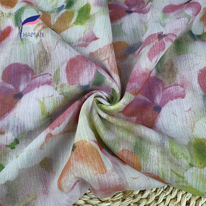 Wholesale 100% Polyester Sheer Fabric - Pink Blooms Print 70gsm, Ultra-Lightweight Non-See-Through for Scarves & Dresses - Image 3