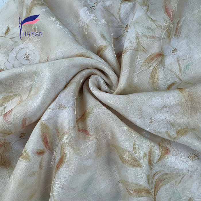 Wholesale 70%P 30%N Solid-Colored Base with Blossom Motifs 60gsm Ultra-Sheer Non-See-Through for Luxury Cheongsam & Scarf Fabric - Image 2
