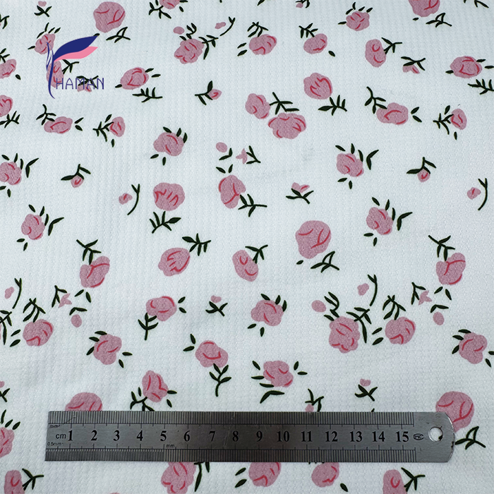 Wholesale 94%P6%SP Jacquard Knit - White Base W/ Printed Pink Ditsy Floral, 240gsm Heavyweight for Loungewear & Dresses - Image 3