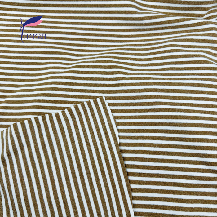 Wholesale 92%P 8%SP Yarn-Dyed Striped Knit - Cream Base & Yellow Stripes, 260gsm Heavyweight Fleece Back for Tops & Bottoms - Image 3